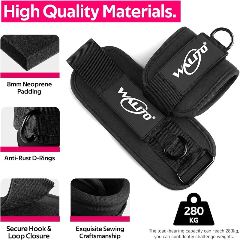 WALITO Ankle Resistance Bands with Cuffs, Exercise Bands for Legs and Butt, Booty Workout Equipment for Kickbacks and Hip Fitness Training - Image 2